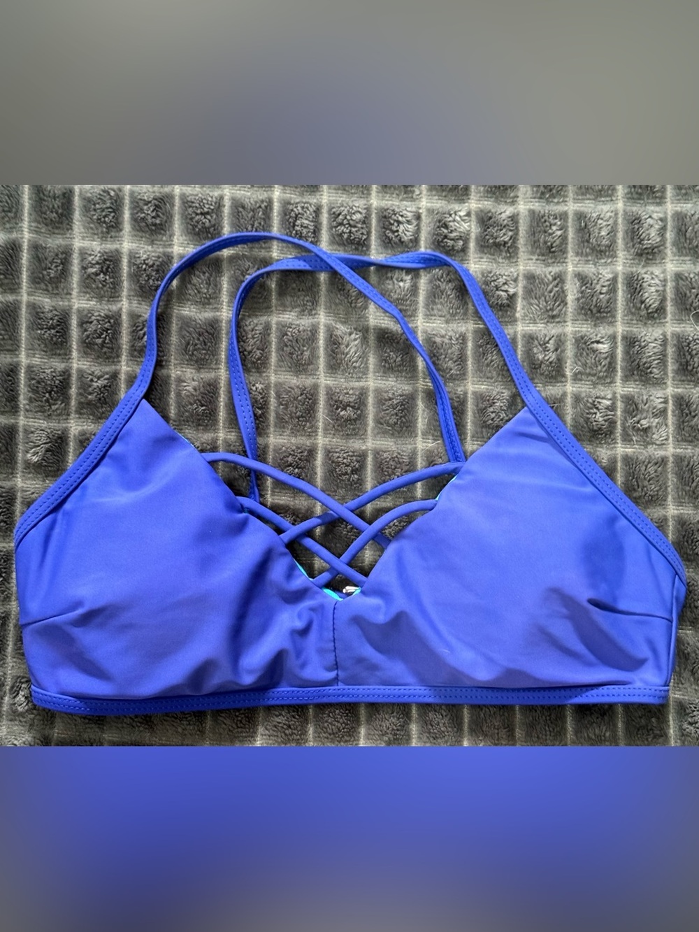2/$20 Express Small Blue Strappy Bralette Swim Swimsuit Top - Women (B3) - Picture 2 of 5